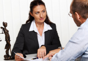 lawyer with client